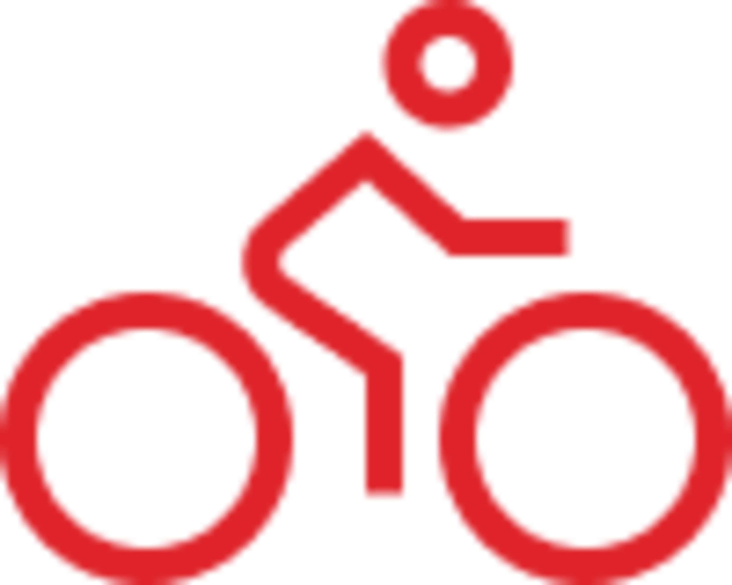 Icon eines Radfahrers auf einem roten Fahrrad.