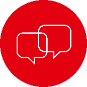 rotes Icon mit Sprechblasen
